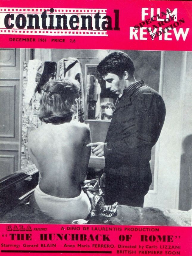 CONTINENTAL FILM REVIEW magazine side cover Issue 110 December 1961