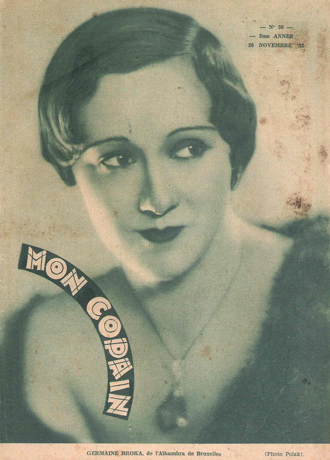 MON COPAIN magazine side cover Issue 50 20 November 1932
