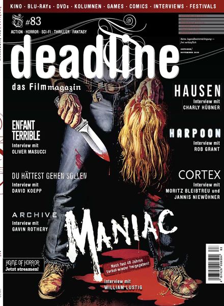 DEADLINE magazine cover Issue 83  September/October 2020