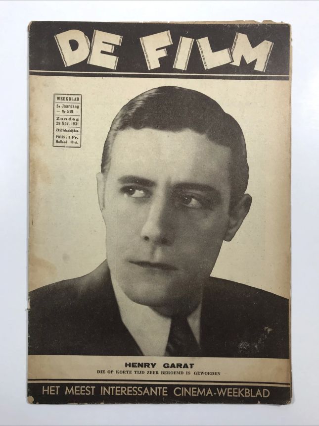 DE FILM magazine side cover Issue 25 29 November 1931