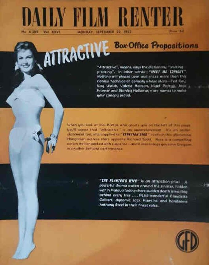 DAILY FILM RENTER magazine side cover 22 September 1952