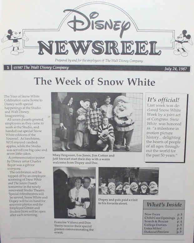 DISNEY NEWSREEL magazine side cover 24 July 1987