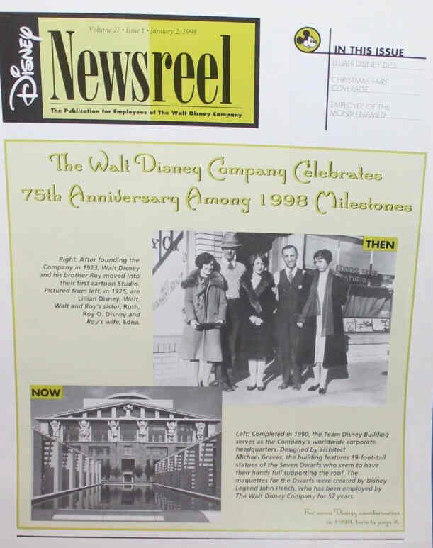 DISNEY NEWSREEL magazine side cover 2 January 1998