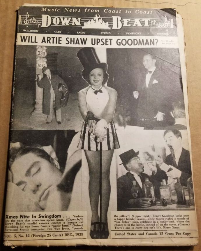 DOWN BEAT magazine side cover  December 1938