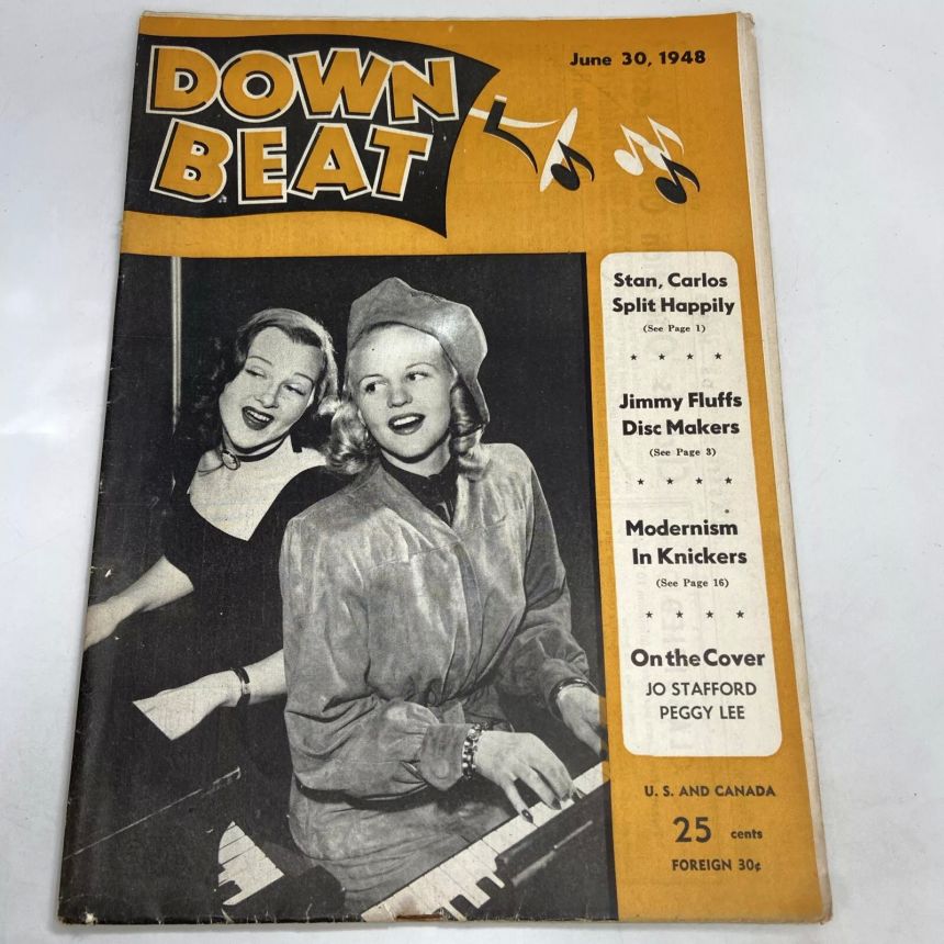 DOWN BEAT magazine side cover 30 June 1948