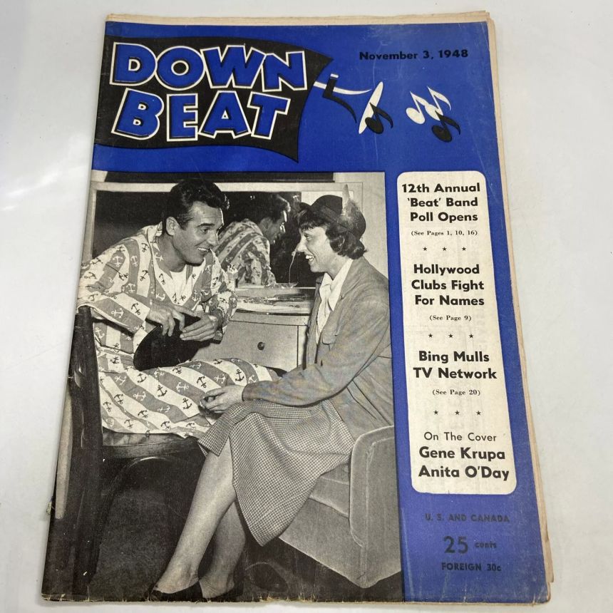 DOWN BEAT magazine side cover 3 November 1948