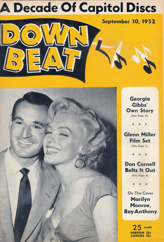 DOWN BEAT magazine side cover  Vol 19 # 18 10 September 1952