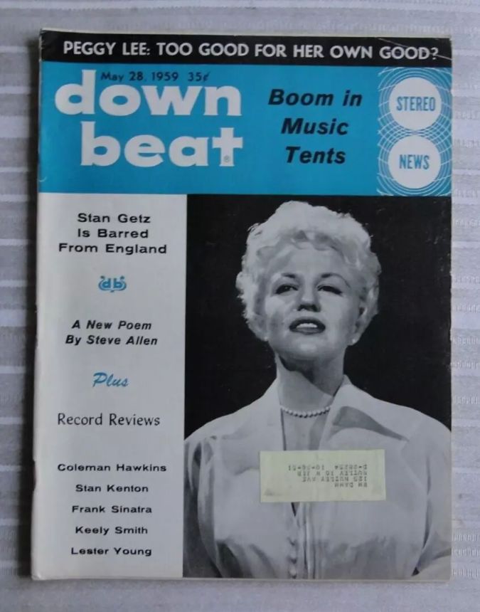 DOWN BEAT magazine side cover 28 May 1959