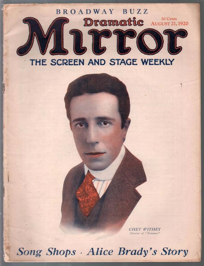DRAMATIC MIRROR magazine side cover 21 August 1920