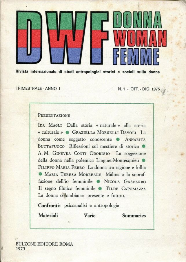 DONNAWOMANFEMME magazine side cover Issue 1  October/December 1975