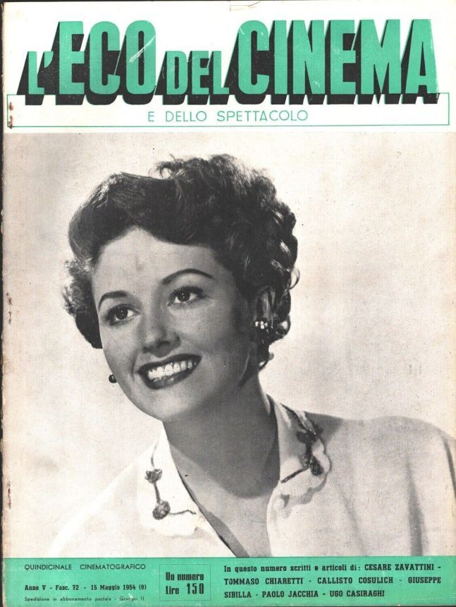 ECO DEL CINEMA E DELLO SPETTACOLO magazine side cover Issue 72 15 May 1954