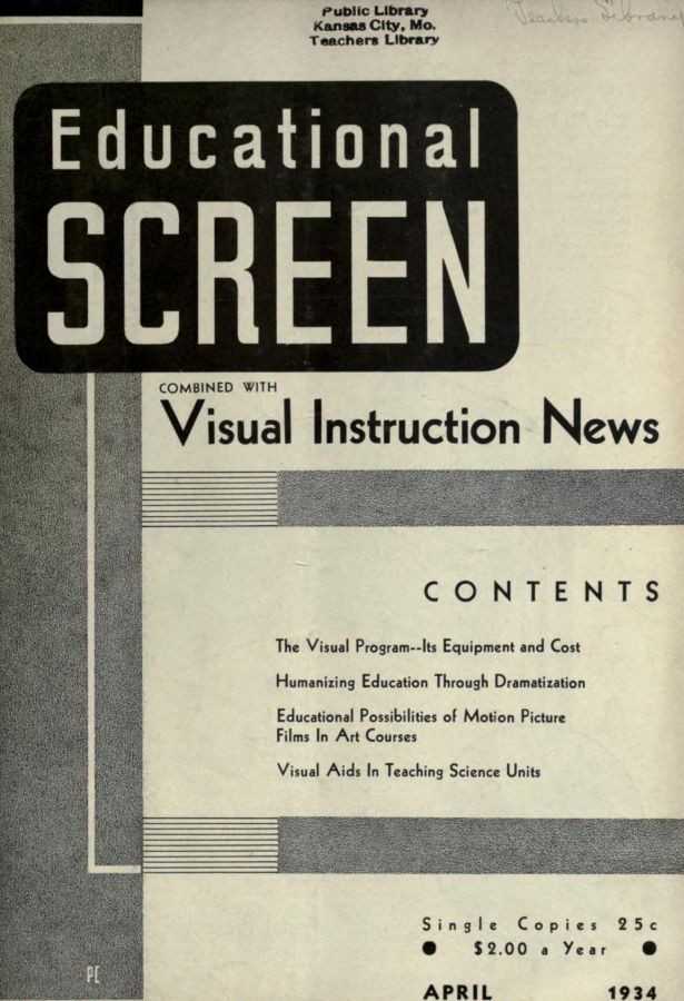 EDUCATIONAL SCREEN magazine side cover April 1934