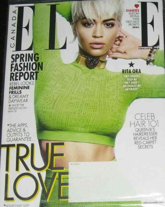 ELLE CANADA magazine side cover  February 2016