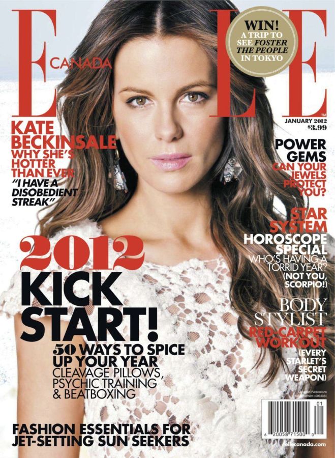ELLE CANADA magazine side cover  January 2012