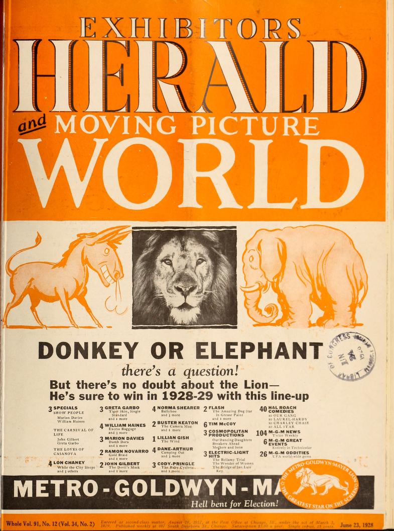 EXHIBITORS HERALD AND MOVING PICTURE WORLD magazine cover 23 June 1928