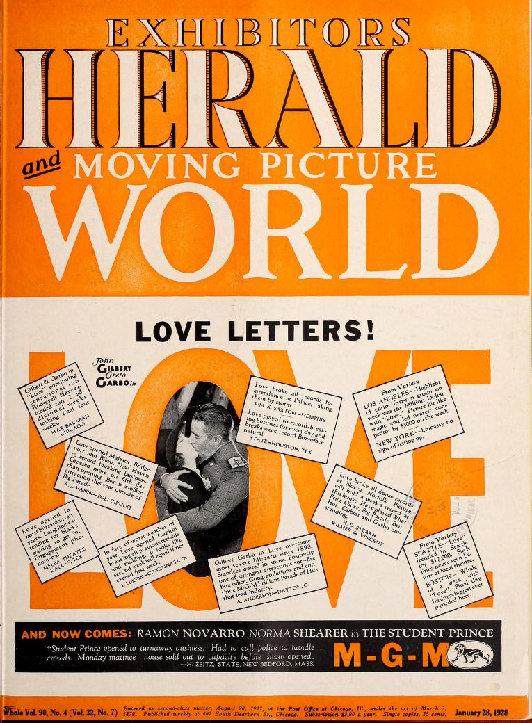 EXHIBITORS HERALD AND MOVING PICTURE WORLD magazine cover 28 January 1928