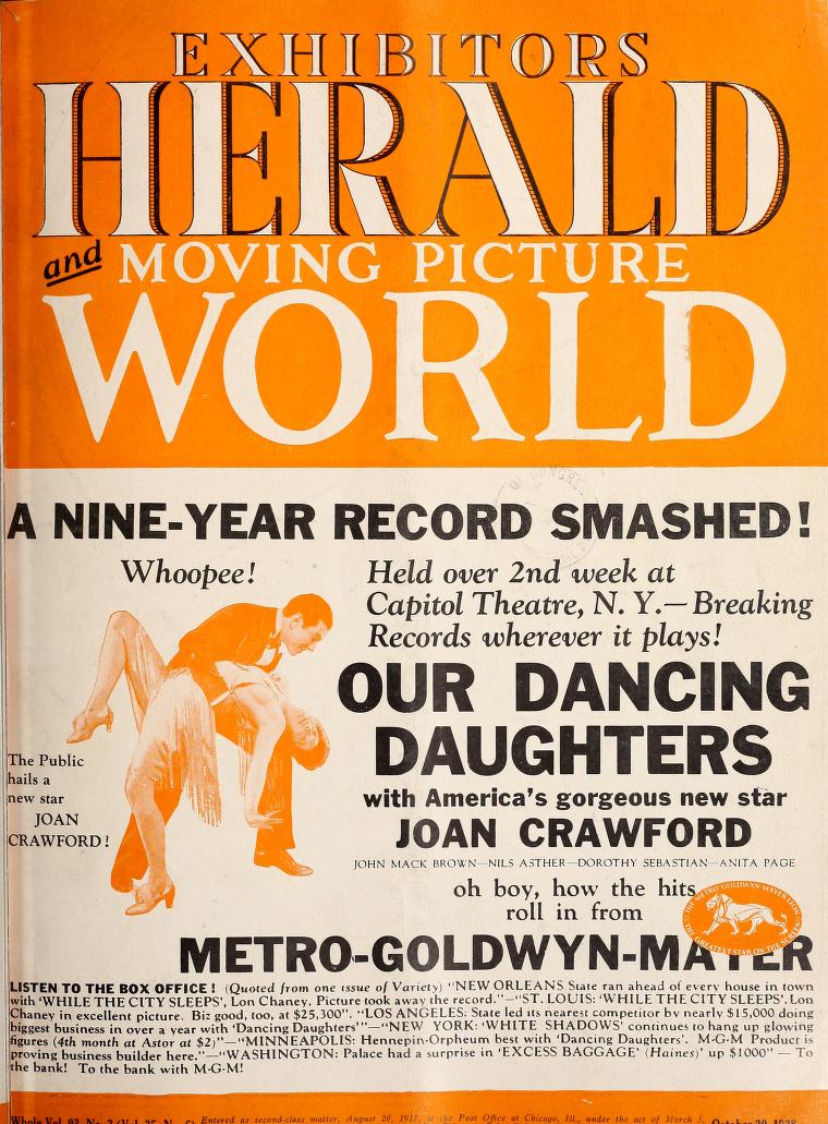 EXHIBITORS HERALD AND MOVING PICTURE WORLD magazine cover 20 October 1928