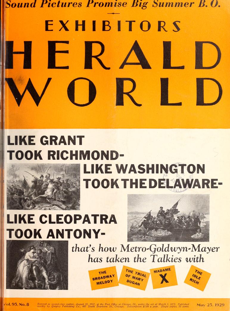 EXHIBITORS HERALD AND MOVING PICTURE WORLD magazine cover 25 May 1929