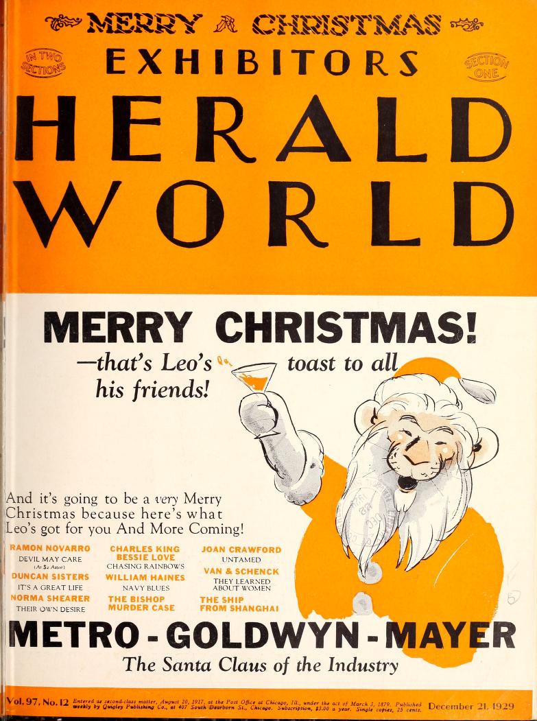 EXHIBITORS HERALD AND MOVING PICTURE WORLD magazine cover 21 December 1929