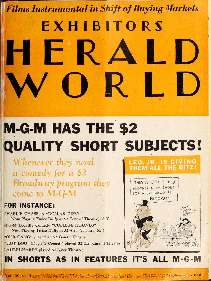 EXHIBITORS HERALD AND MOVING PICTURE WORLD magazine cover 13 September 1930