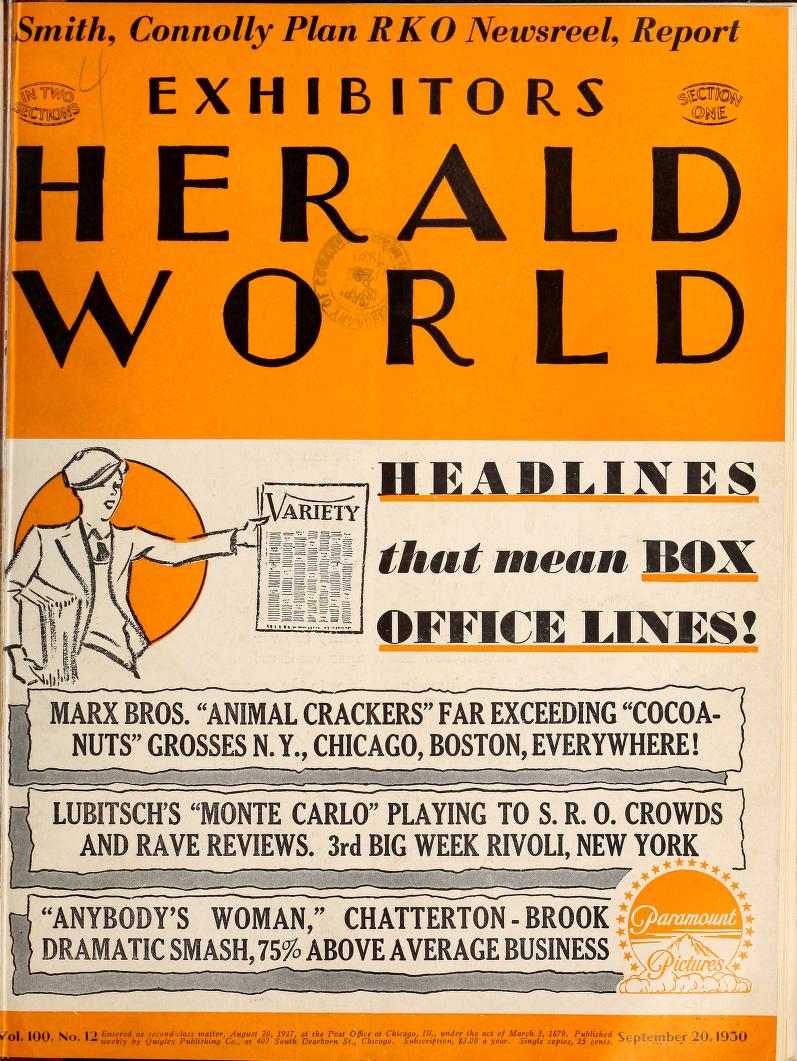 EXHIBITORS HERALD AND MOVING PICTURE WORLD magazine cover 20 September 1930