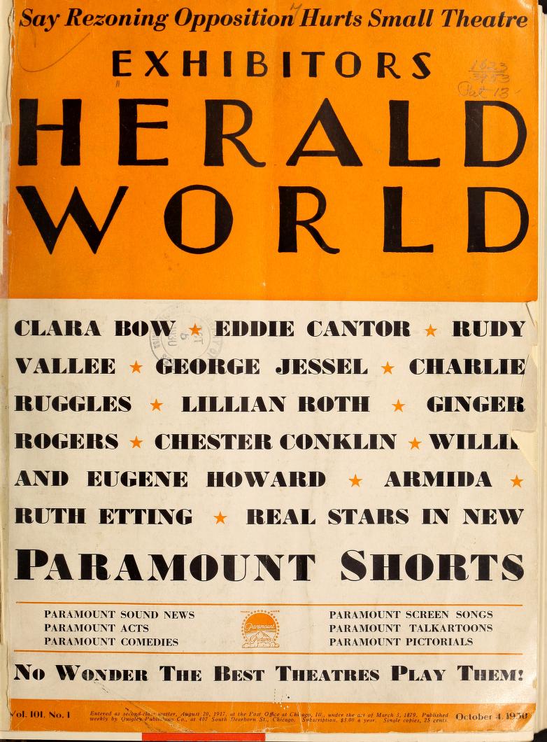 EXHIBITORS HERALD AND MOVING PICTURE WORLD magazine cover 4 October 1930