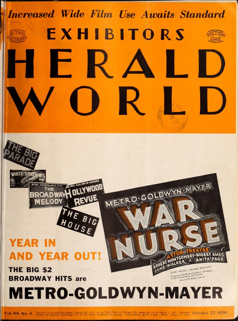 EXHIBITORS HERALD AND MOVING PICTURE WORLD magazine cover 25 October 1930