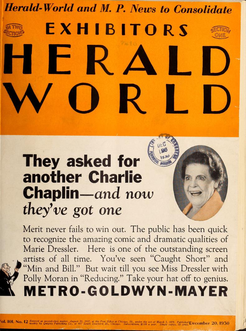 EXHIBITORS HERALD AND MOVING PICTURE WORLD magazine cover 20 December 1930