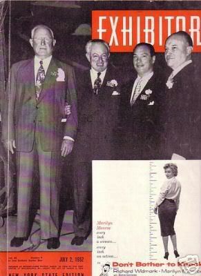 EXHIBITOR magazine side cover 2 July 1952