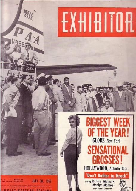 EXHIBITOR magazine side cover 30 July 1952