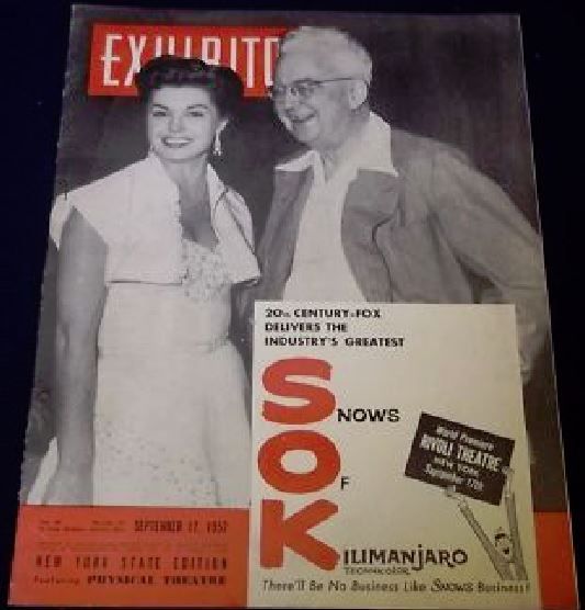 EXHIBITOR magazine side cover 17 September 1952