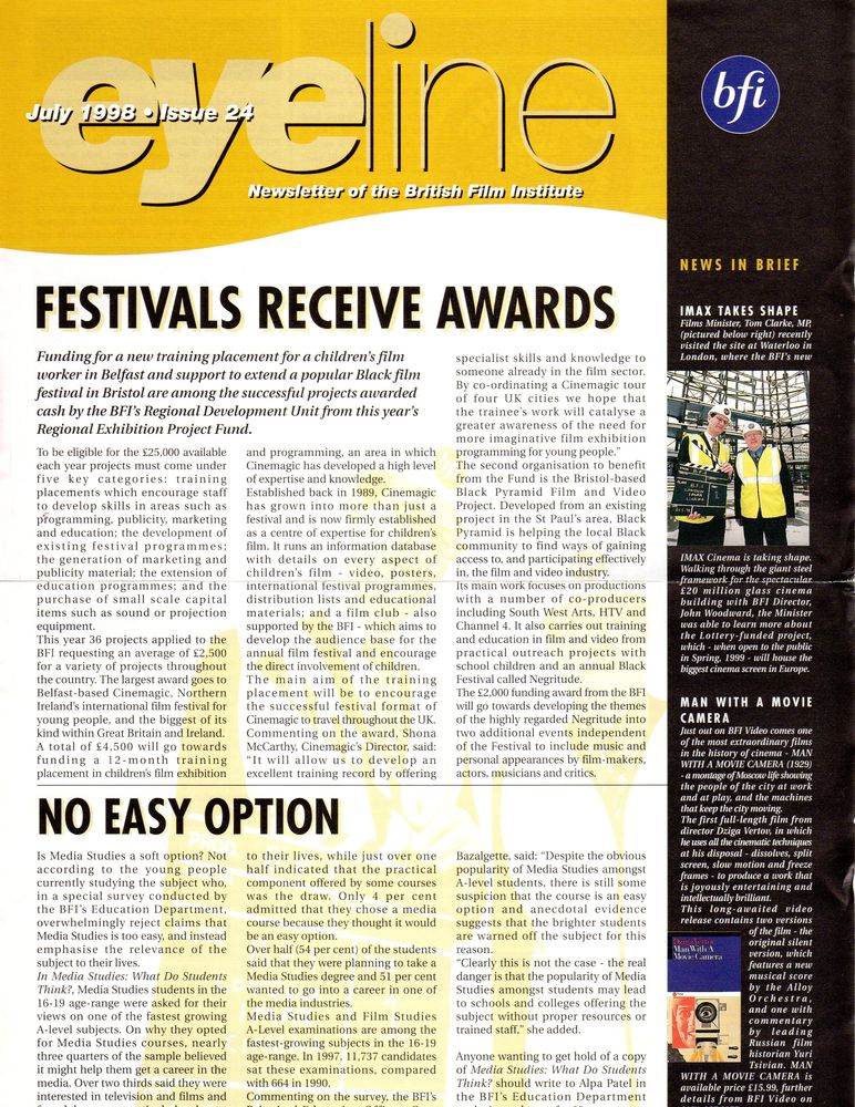 EYELINE magazine side cover Issue 24 July 1998