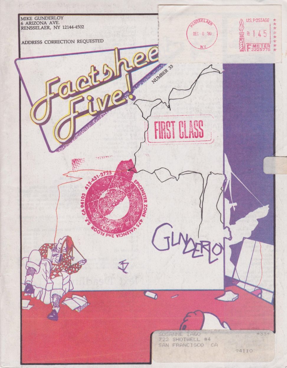 FACTSHEET 5 magazine cover Issue 33  December 1989