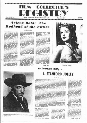 FILM COLLECTORS REGISTRY magazine cover March 1974