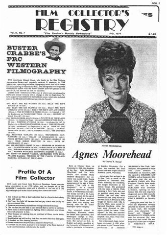 FILM COLLECTORS REGISTRY magazine cover July 1974