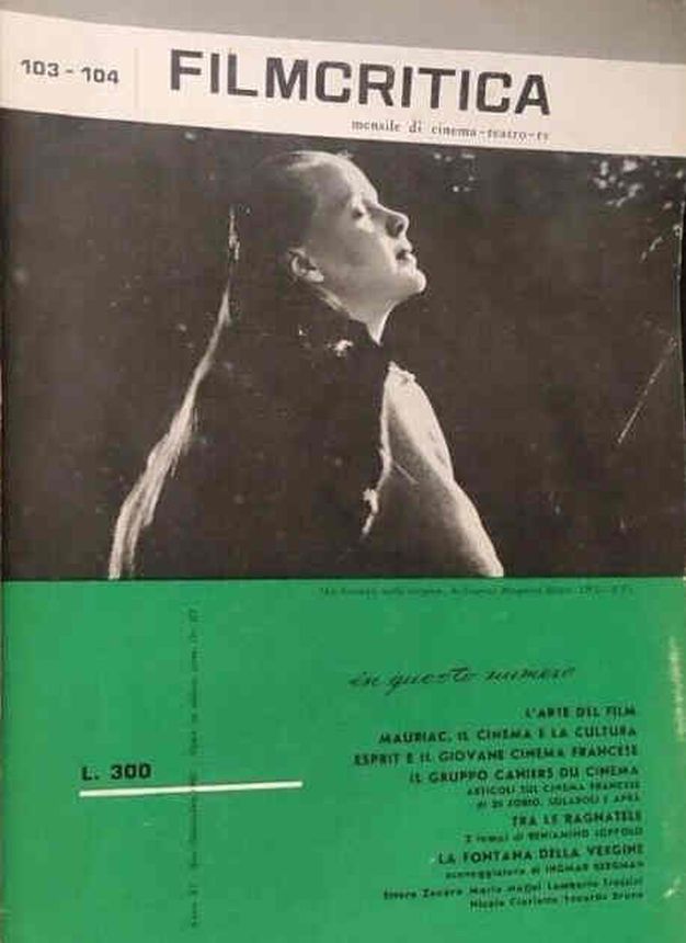 FILMCRITICA magazine side cover Issue 103-4  November/December 1960