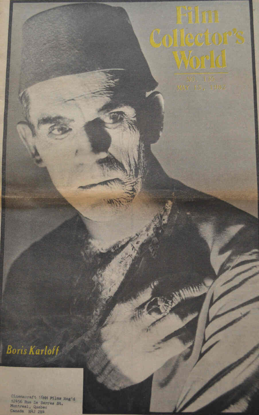 FILM COLLECTORS WORLD magazine side cover 15 May 1982