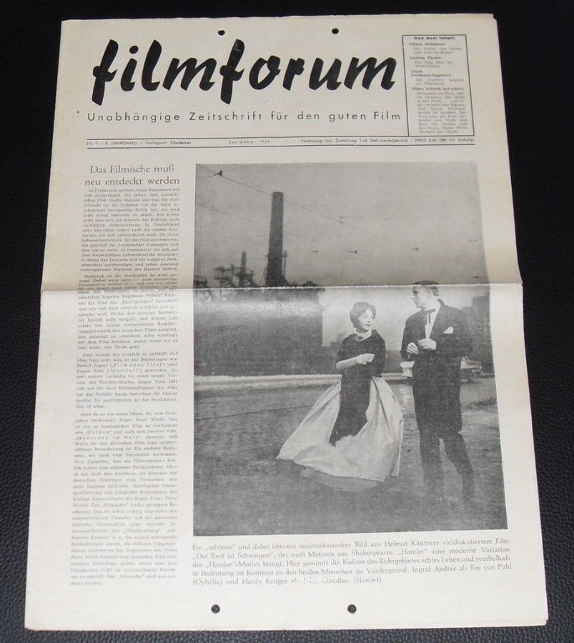 FILMFORUM (1951) magazine side cover  September 1959