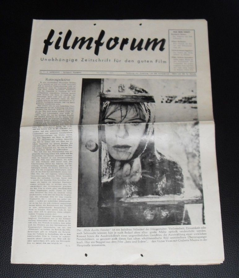 FILMFORUM (1951) magazine side cover  November 1959