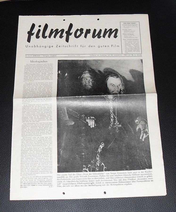 FILMFORUM (1951) magazine side cover  December 1959