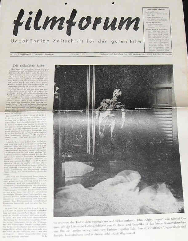 FILMFORUM (1951) magazine cover  October 1959