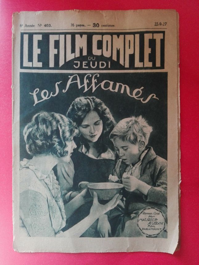 FILM COMPLET | LE magazine cover Issue 403 22 September 1927