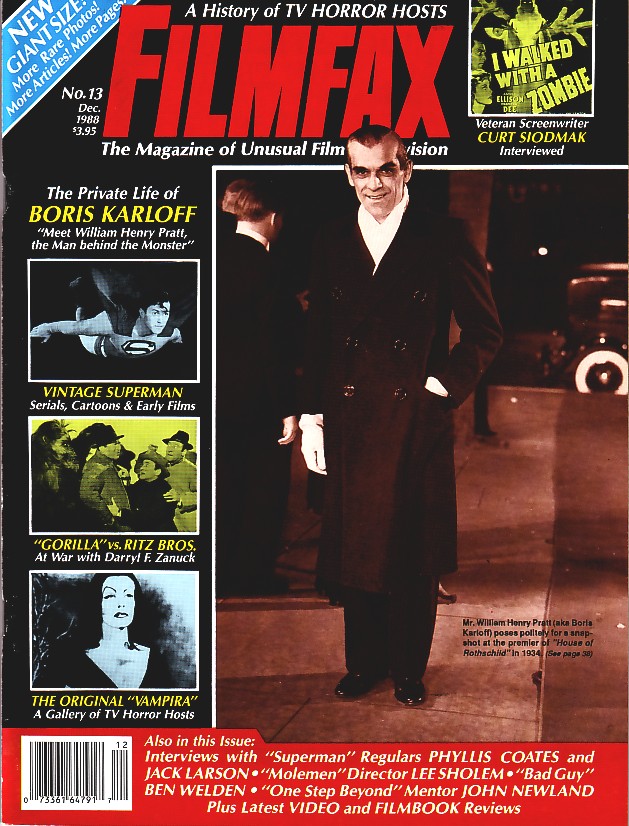 FILMFAX magazine side cover Issue 13 November/December 1988