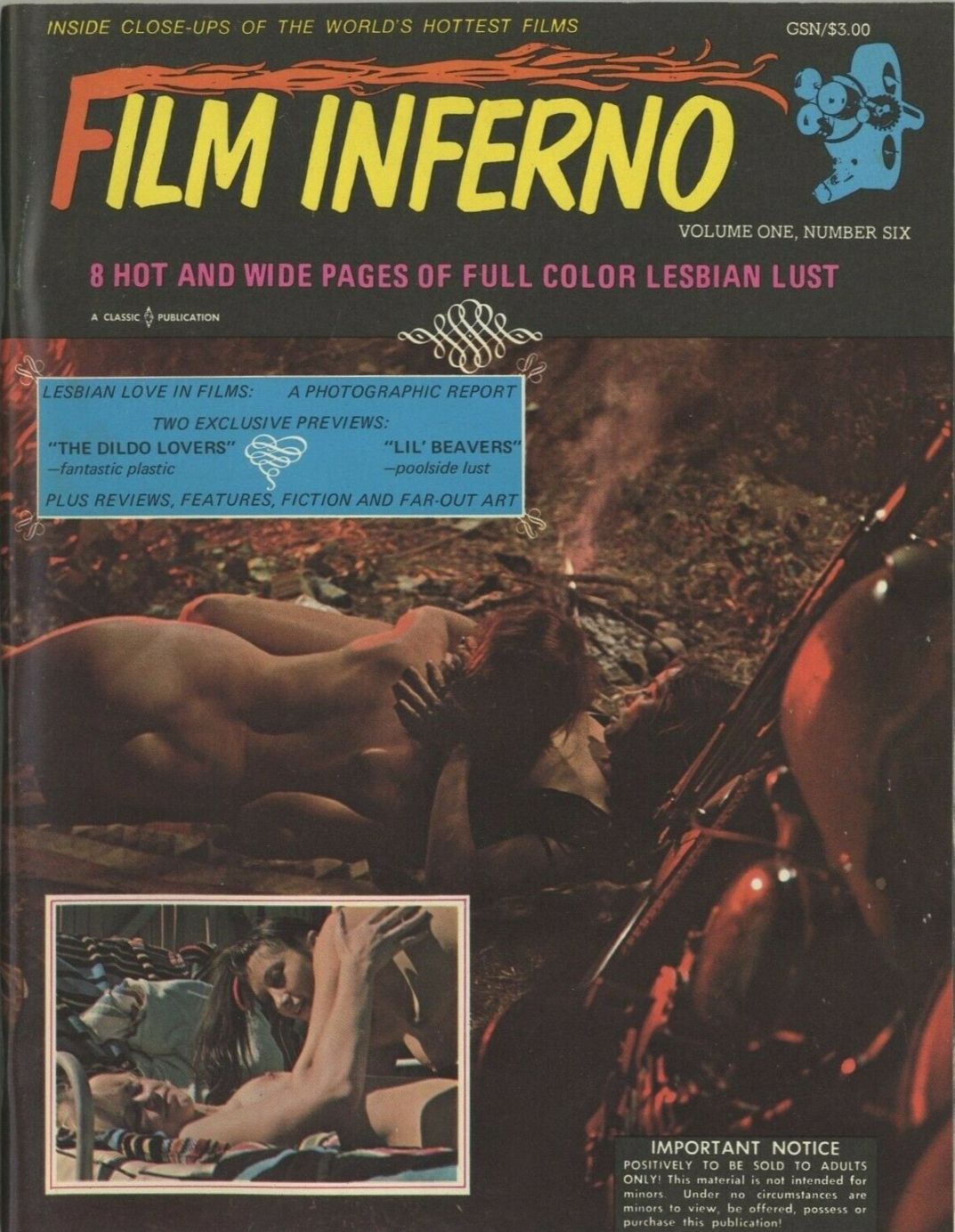 FILM INFERNO magazine side cover  Vol 1 No  6   1970