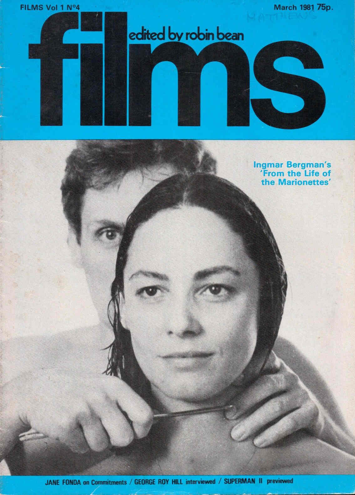 FILMS ON SCREEN AND VIDEO magazine cover  Vol 1 # 4 March 1981