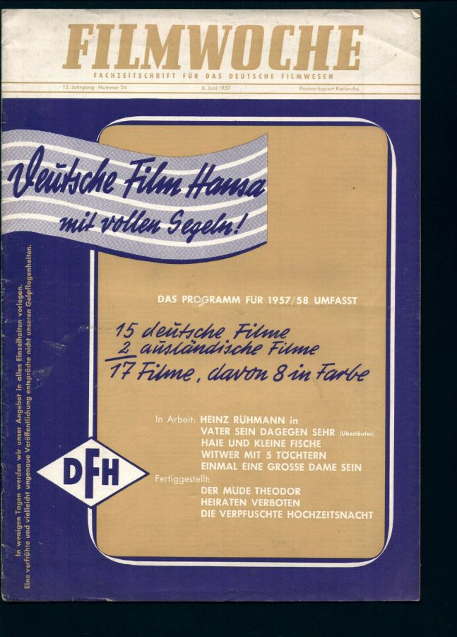 FILMWOCHE magazine side cover Issue 24 8 June 1957
