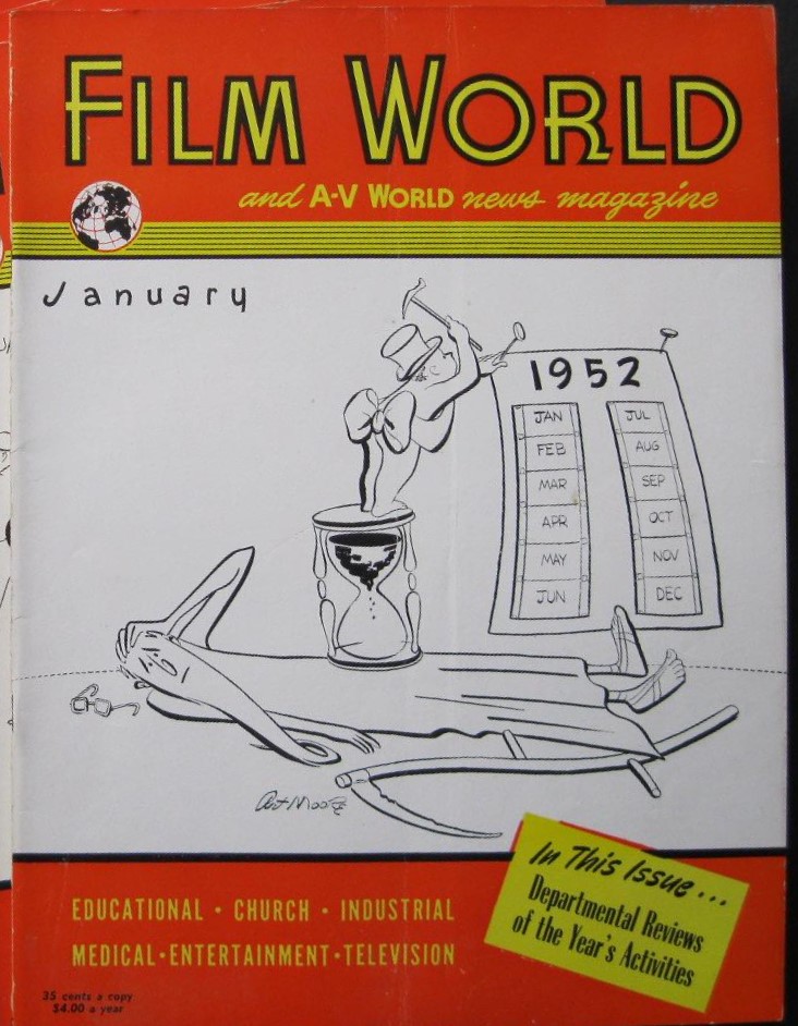 FILM WORLD AND AV WORLD NEWS magazine side cover  January 1952