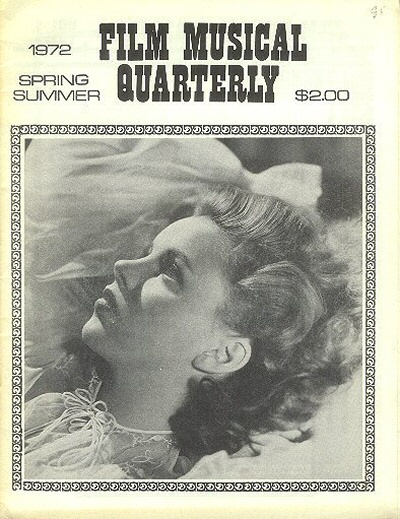 FILM MUSIC QUARTERLY magazine cover Issue 2  Vol 1 # 2 Spring/Summer 1972