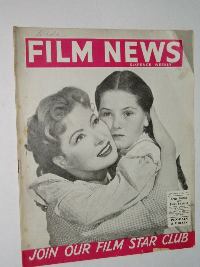 WEEKLY FILM NEWS/FILM NEWS magazine cover 26 September 1953