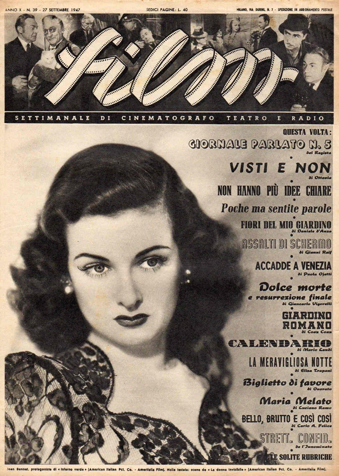 FILM (1938-50) magazine cover Issue 39 27 September 1947